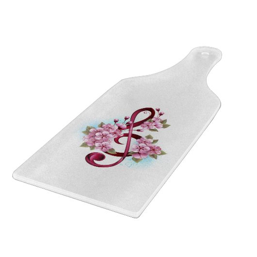 Planche À Découper Musical treble clef notes with sakura flowers (Coin)