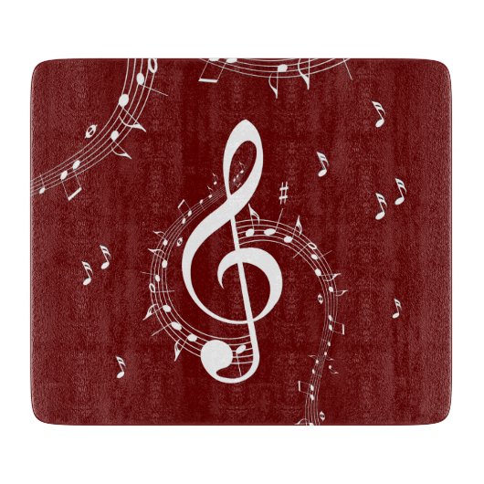 Planche À Découper Musique de clé de sol climaxique rouge (Devant)