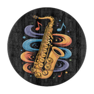 Planche À Découper Musique de saxophone colorée Flux Instrument de ja