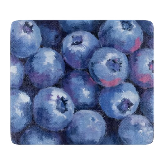 Planche À Découper Myrtilles | Aquarelle de fruits peints (Devant)