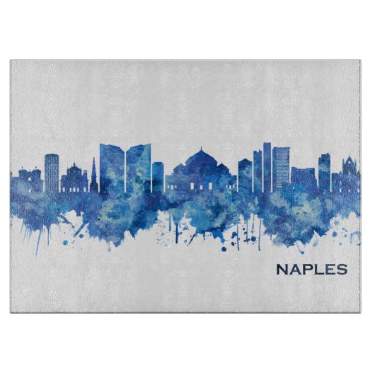 Planche À Découper Naples Italie Skyline Blue (Devant)