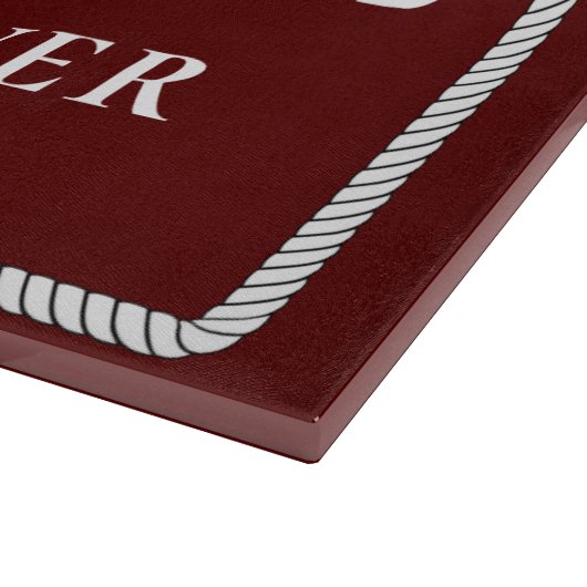 Planche À Découper Nautical Red Welcome Aboard Nom du bateau (Coin)