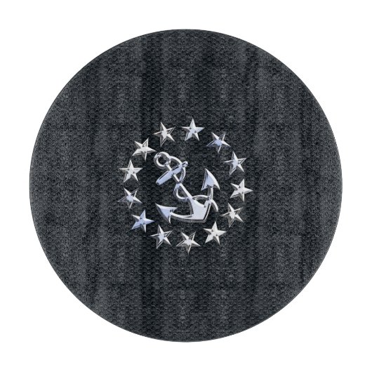 Planche À Découper Nautique Yacht Drapeau Chrome Ensigne sur Grille I (Devant)