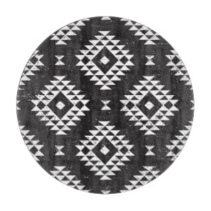 Planche À Découper Navajo Géométrique : Tribal Blanc Noir.