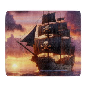 Planche À Découper Navire pirate au lever/coucher du soleil