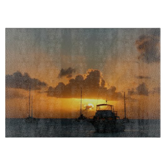 Planche À Découper Navires et Sunset Tropical Seascape (Devant)