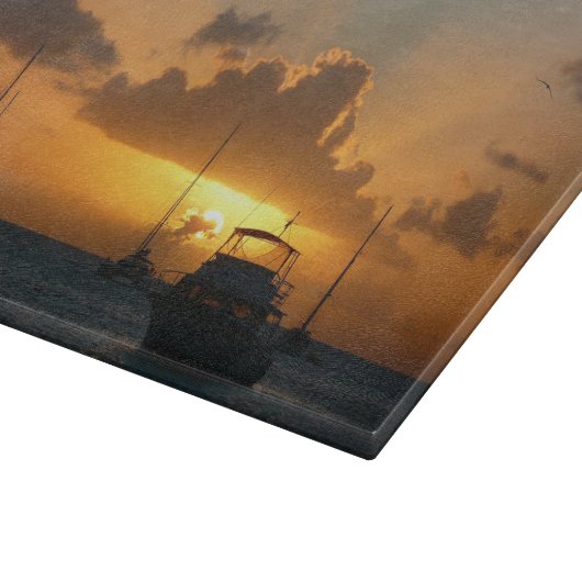 Planche À Découper Navires et Sunset Tropical Seascape (Coin)