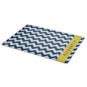 Planche À Découper Navy Blue Zigzag, Navy Blue Chevron, Votre nom (Coin)