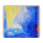 Planche À Découper Nebula Stars Bleu, Jaune et Lait Blanc. Commandez  (Devant)