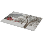 Planche À Découper Neige fraîche sur grange rouge (Coin)