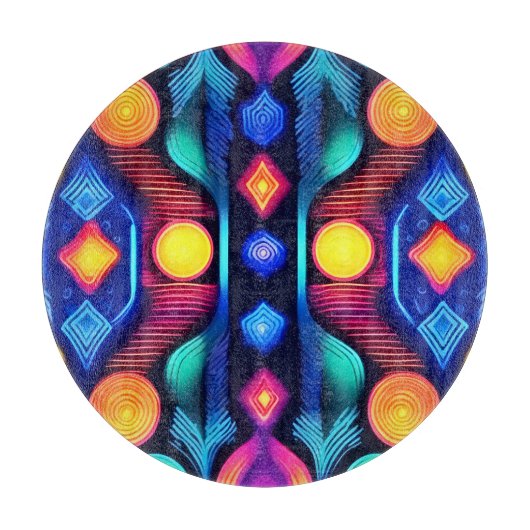 Planche À Découper Neon Geometry Mandala Art (Devant)