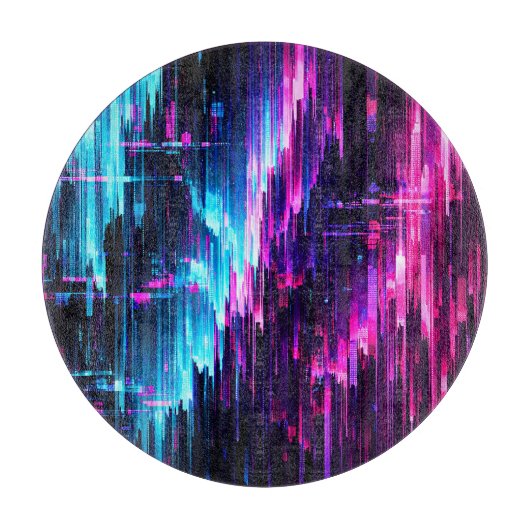 Planche À Découper Neon Glitch Data Stream Abstract (Devant)
