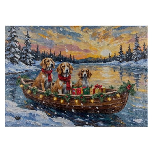 Planche À Découper Noël Afghan Hound Bateau Vacances (Devant)