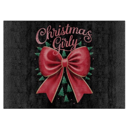 Planche À Découper Noël Arbre Bow Girls Fête esthétique Noël (Devant)