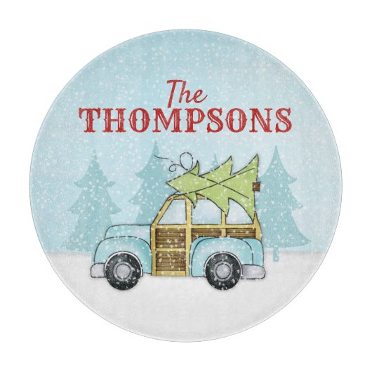 Planche À Découper Noël Arbre vacances hiver neige voiture (Devant)