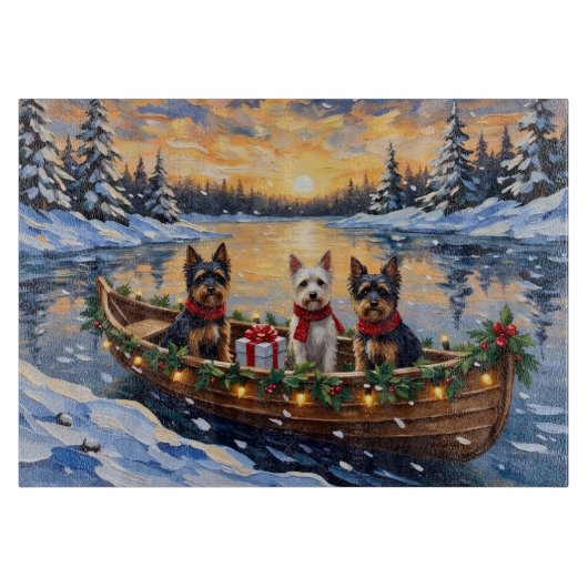 Planche À Découper Noël Bateau Biewer Terrier Vacances (Devant)