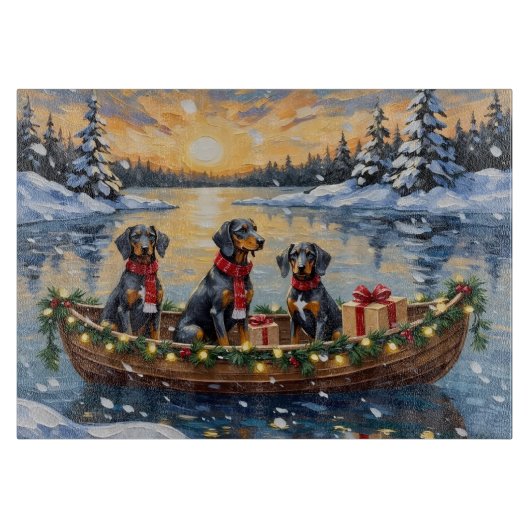 Planche À Découper Noël Bateau de vacances Bluetick Coonhound (Devant)