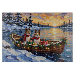 Planche À Découper Noël Bateau de vacances Shetland Sheepdog