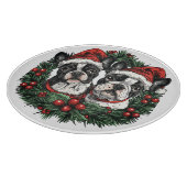 Planche À Découper Noël Boston Terrier Chiens de vacances Wreath (Coin)