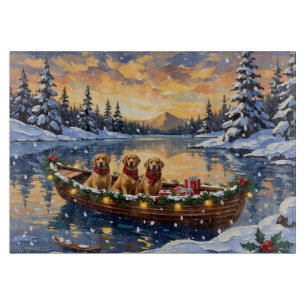 Planche À Découper Noël de bateau de Retriever doré de vacances