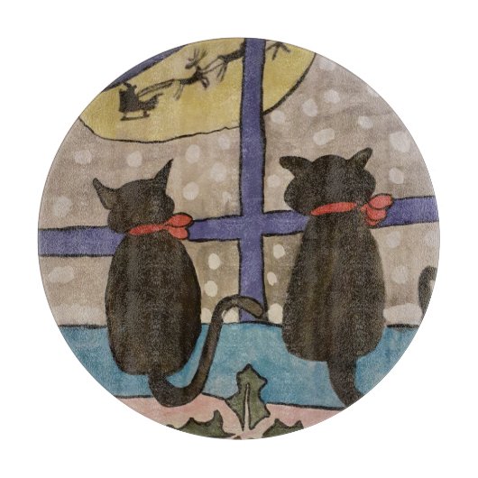 Planche À Découper Noël de chat noir (Devant)