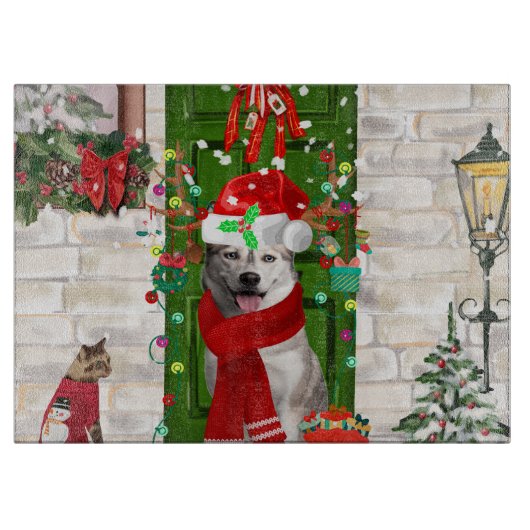 Planche À Découper Noël de Chien Husky Sibérien (Devant)