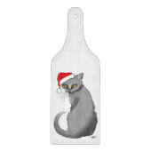 Planche À Découper Noël Drôle Chat Gris Grincheux Humour Fêtes (Devant)