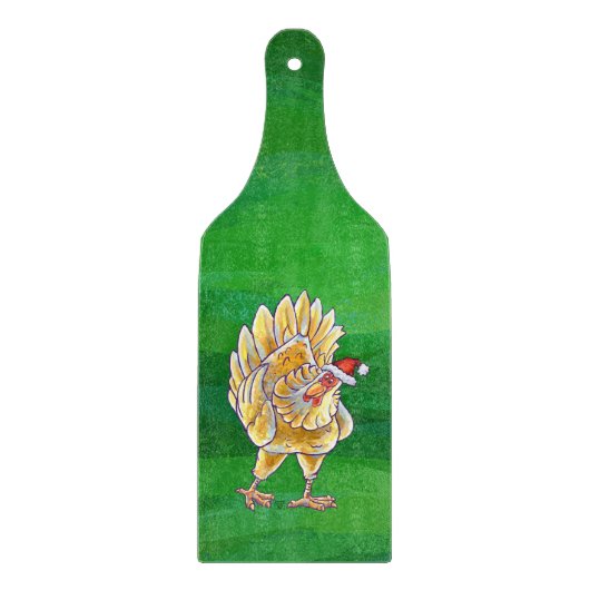 Planche À Découper Noël Du Poulet Sur Vert (Devant)