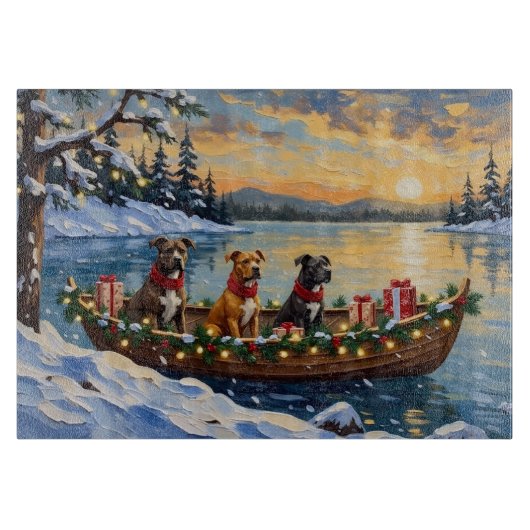 Planche À Découper Noël en bateau avec Pitbull (Devant)
