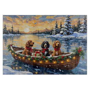 Planche À Découper Noël en bateau avec un Cocker Spaniel