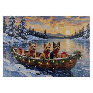 Planche À Découper Noël en bateau avec un Terrier Australien