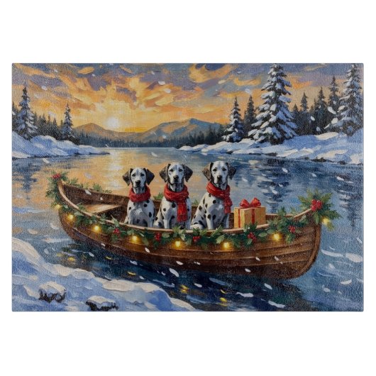 Planche À Découper Noël en bateau dalmate (Devant)