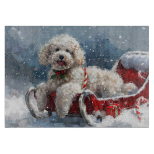 Planche À Découper Noël Festif au Chien Caniche