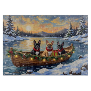 Planche À Découper Noël French Bulldog Bateau Fêtes