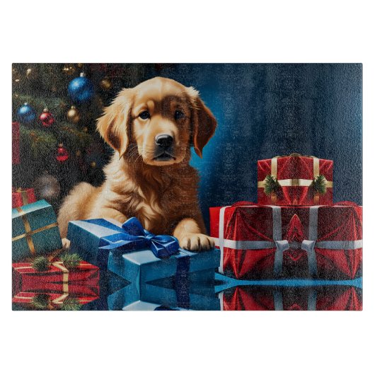 PLANCHE À DÉCOUPER NOËL GOLDEN RETRIEVER PUPPY (Devant)