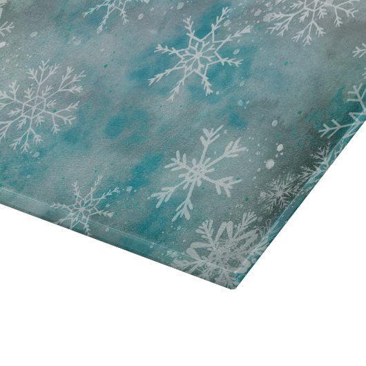 Planche À Découper Noël Hiver Flambeaux blancs Sur Bleu (Coin)