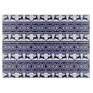 Planche À Découper Noël, le bleu et le blanc scandinave