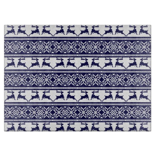 Planche À Découper Noël, le bleu et le blanc scandinave (Devant)