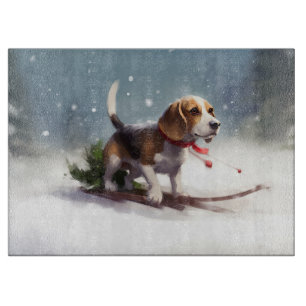 Planche À Découper Noël neige hiver Beagle