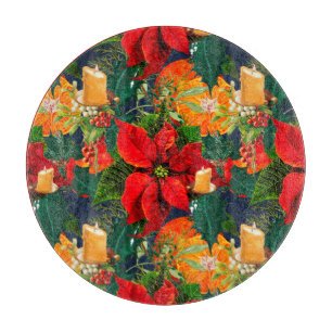 Planche À Découper Noël, poinsettia, bougies, fête, mistletoe, 