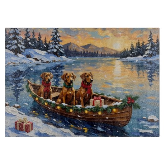 Planche À Découper Noël Rhodesian Ridgeback Bateau Vacances (Devant)