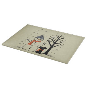 Planche À Découper Noël Snowman Xmas Chien hiver
