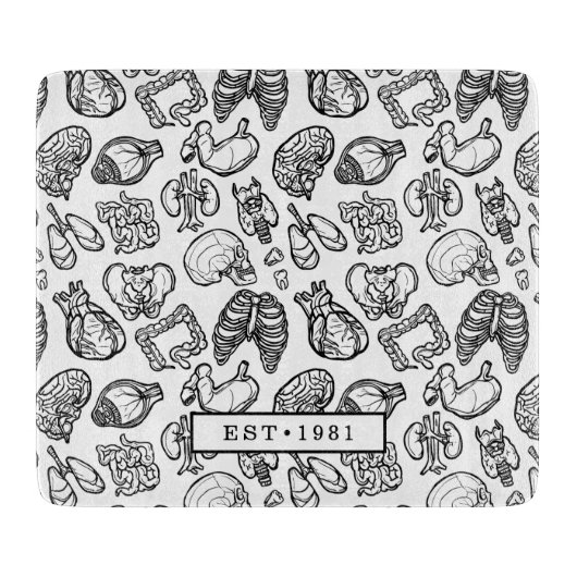 Planche À Découper Noir & Blanc moderne Anatomie humaine Croquis pers (Devant)