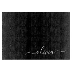 Planche À Découper Noir Blanc Moderne Minimaliste Élégant Monogramme