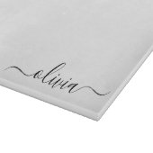Planche À Découper Noir Blanc moderne Script Girl Monogramme Nom (Coin)