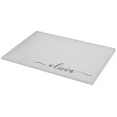 Planche À Découper Noir Blanc moderne Script Girl Monogramme Nom (Coin)