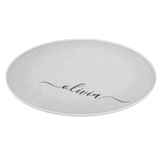 Planche À Découper Noir Blanc moderne Script Girl Monogramme Nom (Coin)