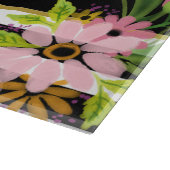 Planche À Découper Noir Blanc rayé Floral Or | Monogramme (Coin)