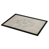 Planche À Découper Noir de marbre blanc d'or d'ornement de monogramme (Coin)