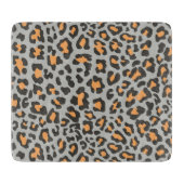 Planche À Découper Noir Empreinte de léopard, gris, orange (Devant)